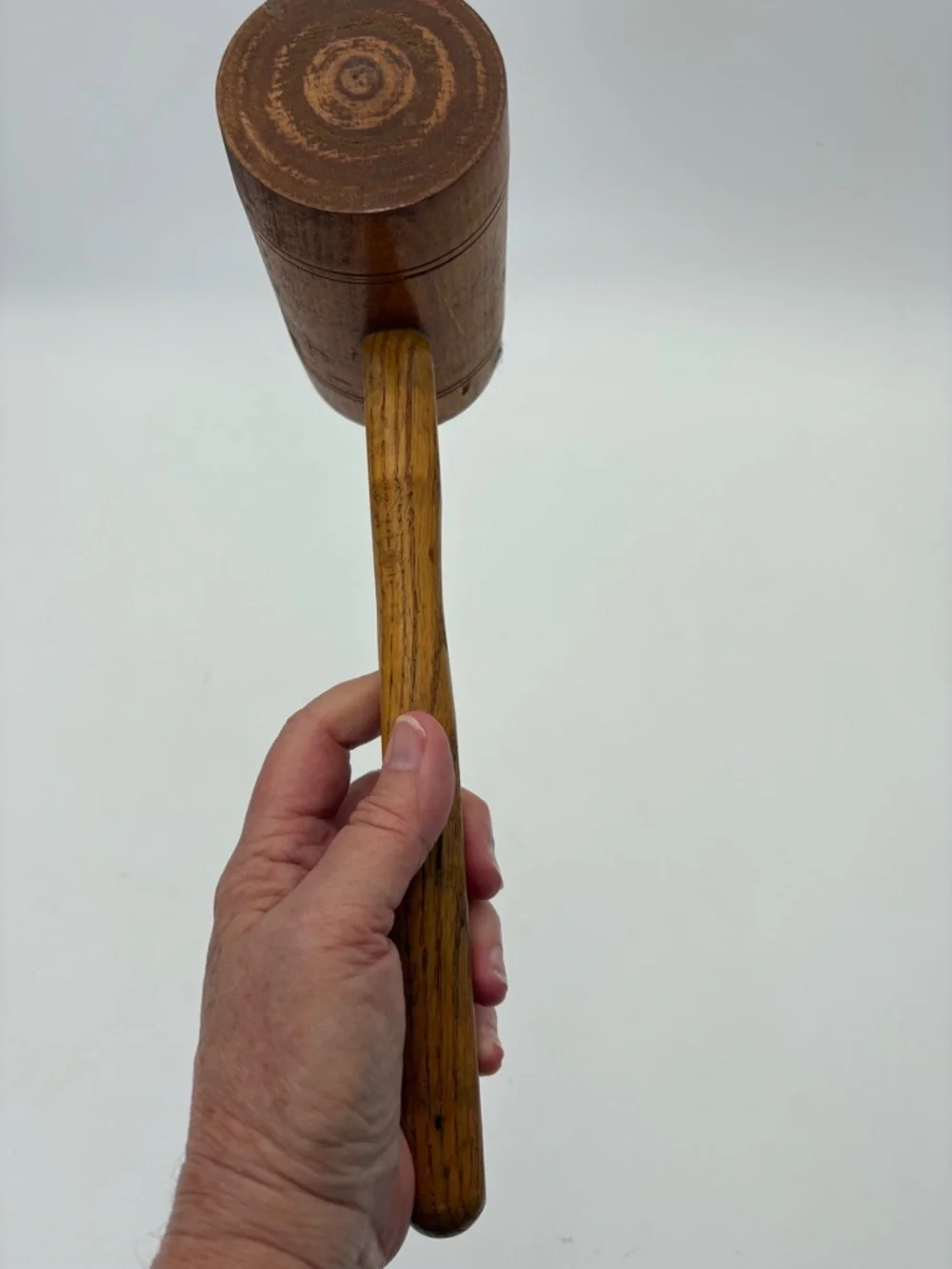Vintage or Antique Handcrafted Wooden Mallet - Natural Brown